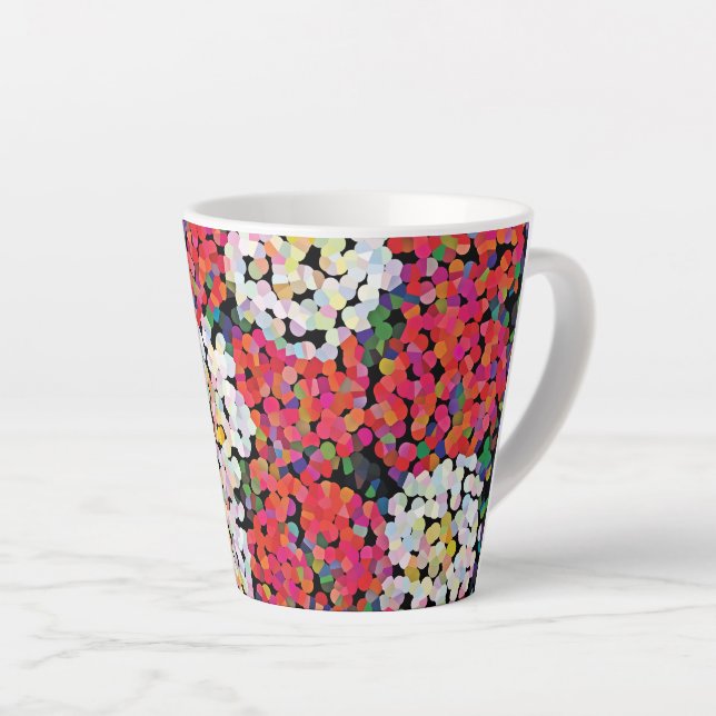 Caneca De Café Latte Flores de Cristal Vermelho (Ângulo direito)