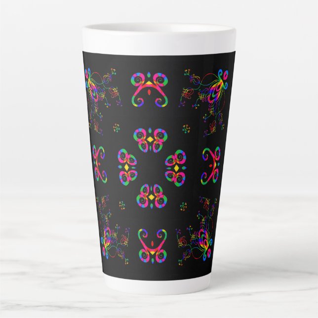 Caneca De Café Latte Flores de Festa de Dança (Frente)