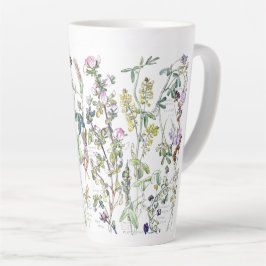 Caneca De Café Latte Flores De Flor De Vinho Botânico Latte Mug