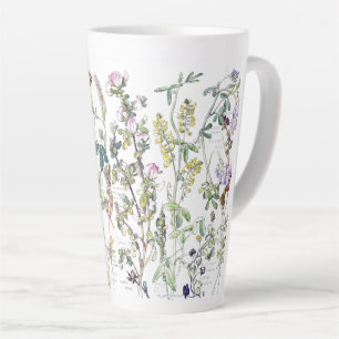 Caneca De Café Latte Flores De Flor De Vinho Botânico Latte Mug