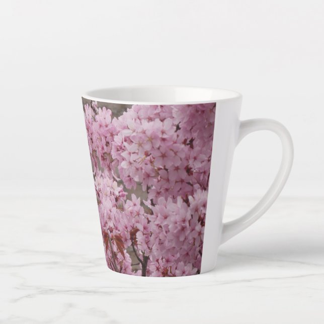 Caneca De Café Latte Flores de Flor Rosa Padrão Lata (Direita)
