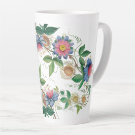 Caneca De Café Latte Flores De Paixão De Vintagem Botânica Latte Mug