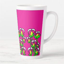 Caneca De Café Latte Flores de Primavera Caprichosas 41
