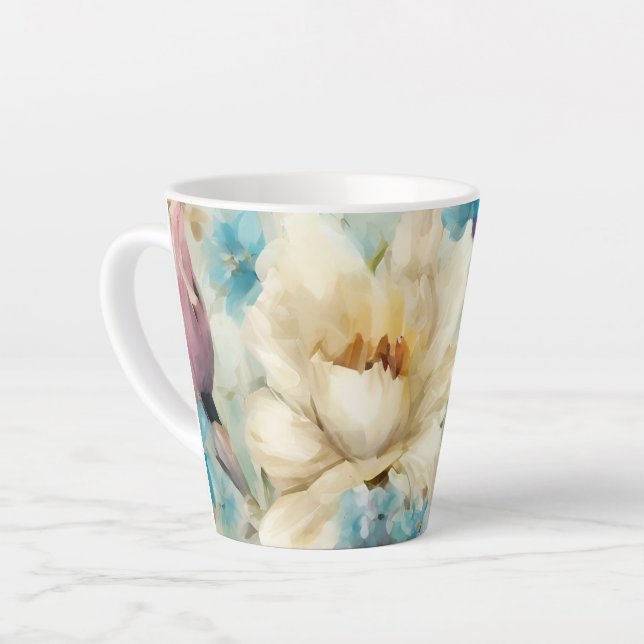 Caneca De Café Latte Flores de primavera no Estilo do Impressionismo (Ângulo esquerdo)