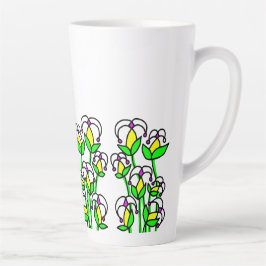 Caneca De Café Latte Flores de primavera Whimsical 41