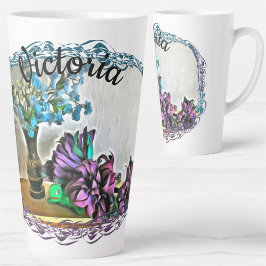 Caneca De Café Latte Flores de Seda e Milho 2190