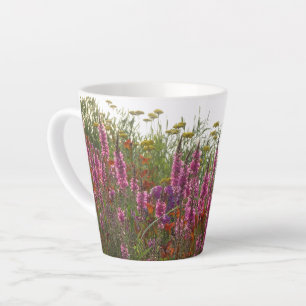 Caneca De Café Latte Flores de Verão Selvagens Coloridas Latte Mug