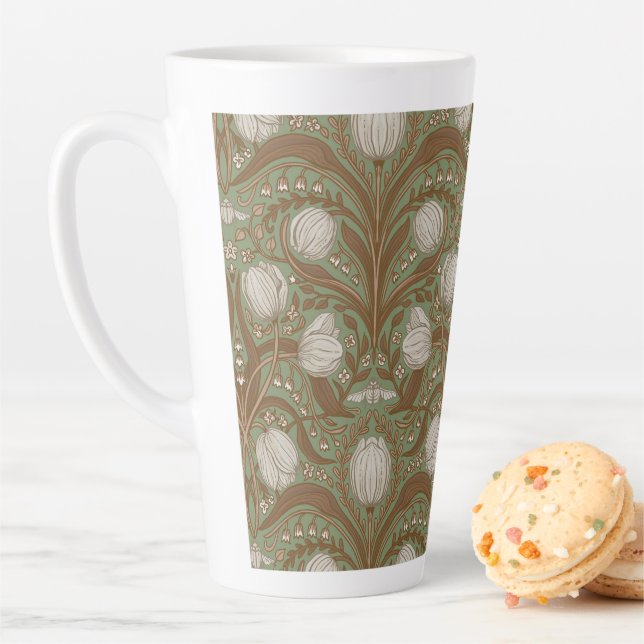 Caneca De Café Latte Flores do Jardim da Primavera na sálvia (In Situ)
