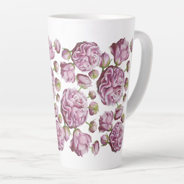Caneca De Café Latte Flores do Jardim de Camellia Rosa (Ângulo direito)