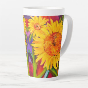 Caneca De Café Latte Flores do Sol