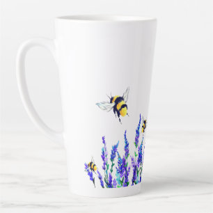 Caneca De Café Latte Flores e abelhas Latte Mug