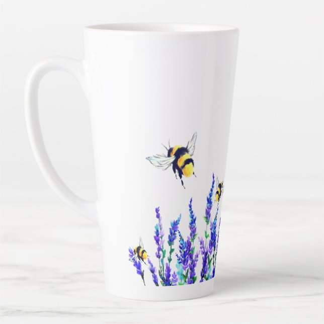 Caneca De Café Latte Flores e abelhas Latte Mug (Esquerda)