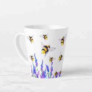 Caneca De Café Latte Flores e abelhas Latte Mug