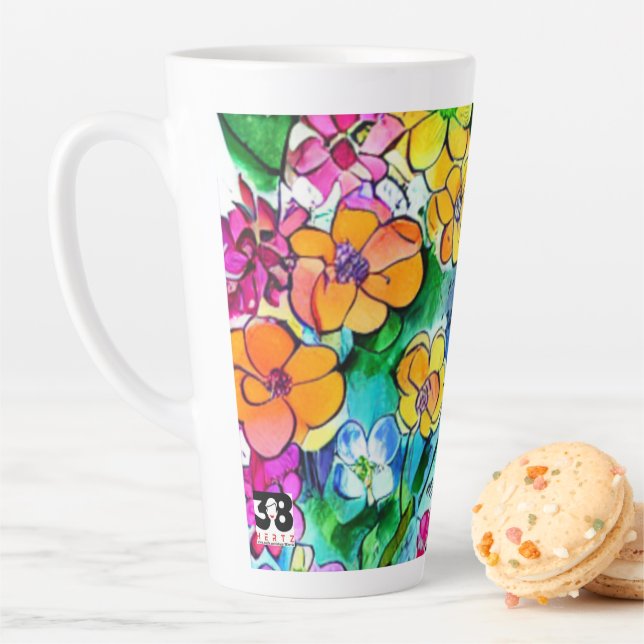 Caneca De Café Latte Flores e Letras (In Situ)