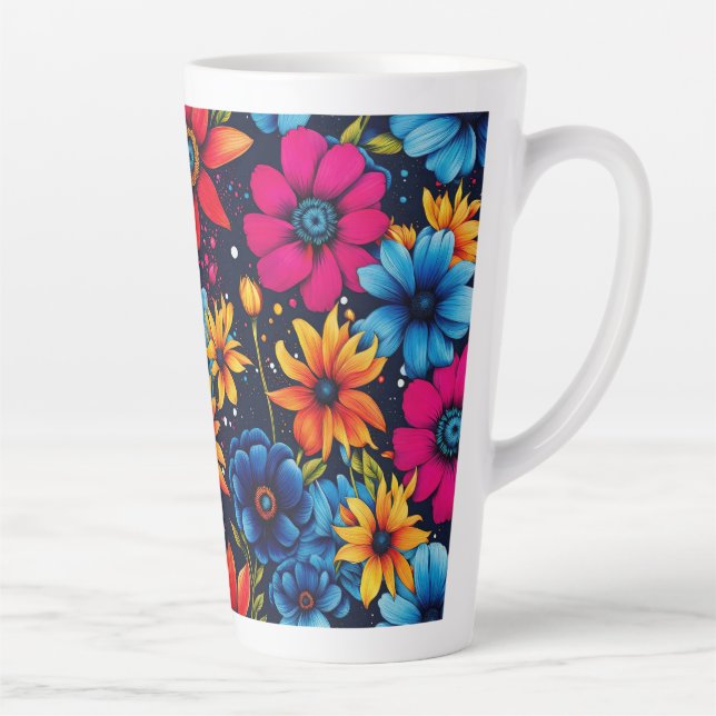 Caneca De Café Latte Flores e Rosas adoráveis (Direita)