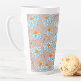 Caneca De Café Latte Flores Felizes