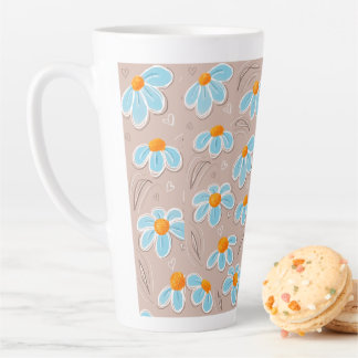 Caneca De Café Latte Flores Felizes