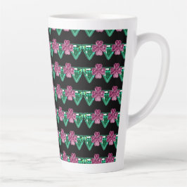 Caneca De Café Latte flores gemas