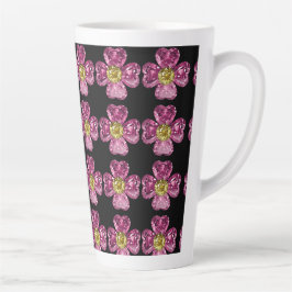 Caneca De Café Latte flores gemas