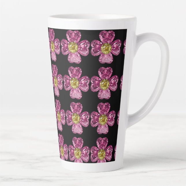 Caneca De Café Latte flores gemas  (Direita)