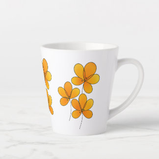 Caneca De Café Latte Flores Laranja - Belo Design Floral para Canecas,