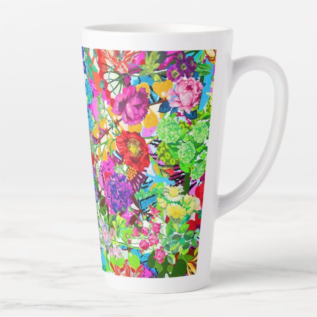 Caneca De Café Latte Flores mágicas coloridas fofas (Direita)