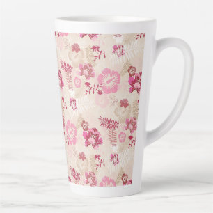 Caneca De Café Latte Flores modernas, cor-de-rosa, cor-de-rosa, tênis d