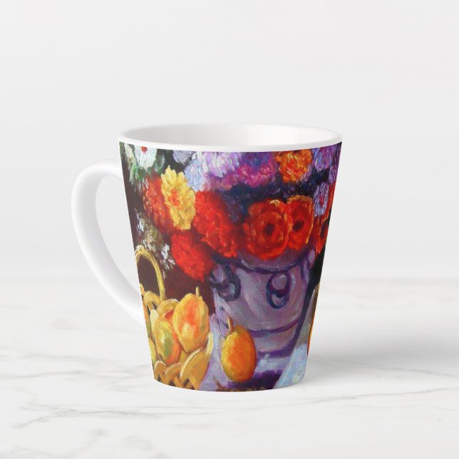 Caneca De Café Latte Flores Monet e Frutas (Ângulo esquerdo)