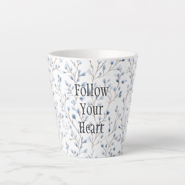 Caneca De Café Latte Flores Natal Brancas Azuis Lindas (Frente)