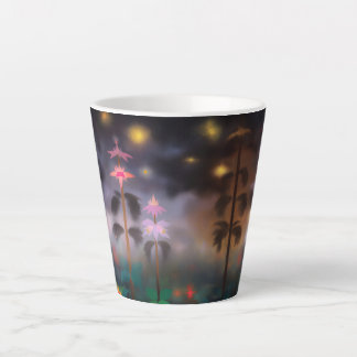 Caneca De Café Latte Flores Noturnas