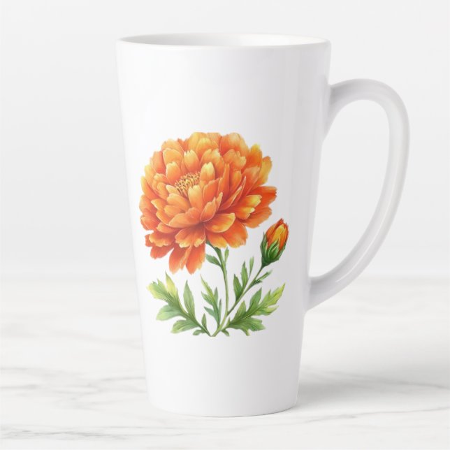 Caneca De Café Latte Flores Orange Radiantes  (Direita)