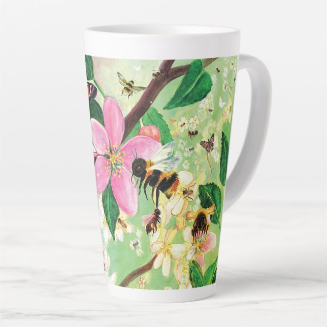 Caneca De Café Latte Flores para Abelhas e Outros Polinizadores (Ângulo direito)