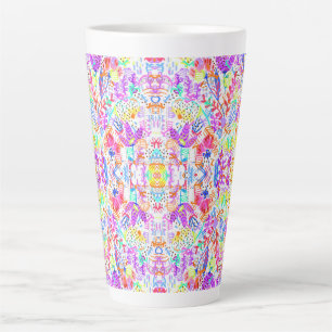 Caneca De Café Latte Flores pastéis abstratas