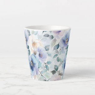 Caneca De Café Latte Flores Românticas Bonitas Lavanda Roxo Branco  