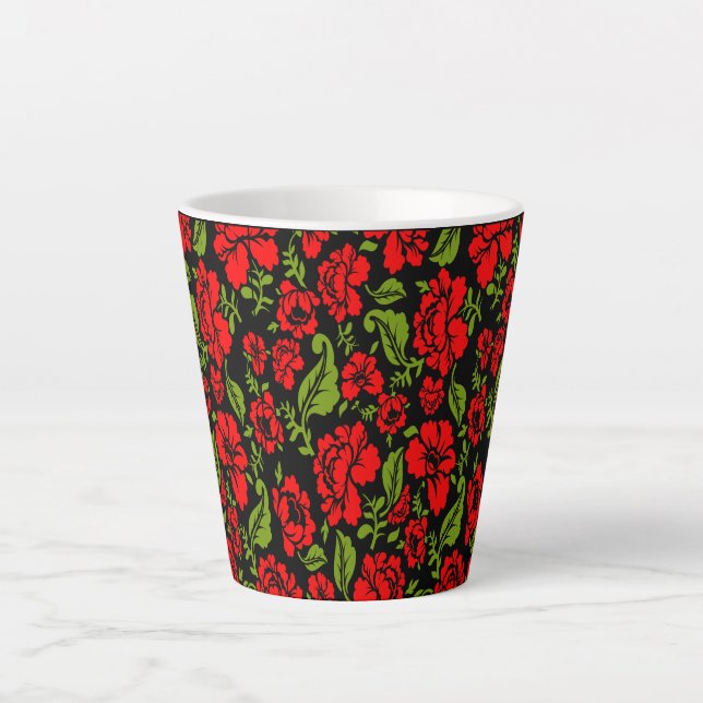Caneca De Café Latte Flores rosa (Frente)