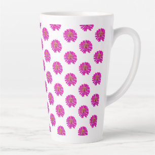 Caneca De Café Latte Flores Rosa e Amarela