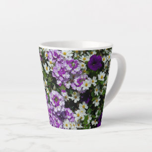 Caneca De Café Latte Flores roxas
