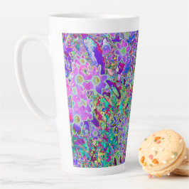 Caneca De Café Latte Flores roxas e cor-de-Abstrato Trippy