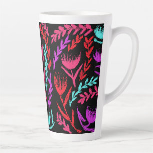 Caneca De Café Latte Flores selvagens em Cores aquele POP!