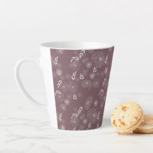 Caneca De Café Latte Flores Selvagens Padrões Latte Mug
