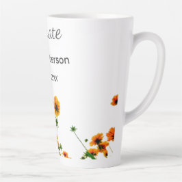 Caneca De Café Latte Flores silvestres amarelas alaranjadas modernas e 