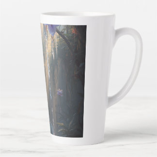 Caneca De Café Latte Flores Tropicais Brilhantes Fantasia