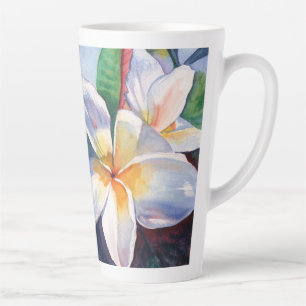 Caneca De Café Latte Flores Tropicais De Plumeria