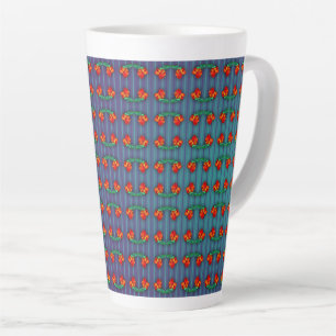 Caneca De Café Latte Flores Vermelhas têm o Blues
