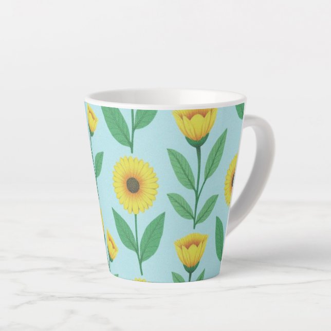 Caneca De Café Latte Florescer de Alegria Caprichosa (Ângulo direito)