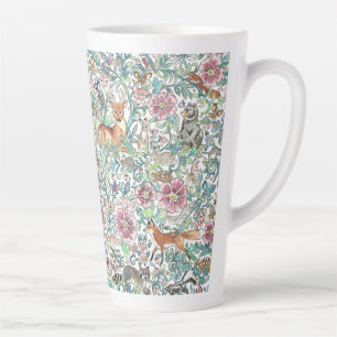 Caneca De Café Latte Floresta de Fantasia Floral Floresta Floresta Flor