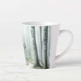 Caneca De Café Latte Floresta de Natal Encantada Romântica