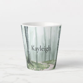 Caneca De Café Latte Floresta de Natal Encantada Romântica