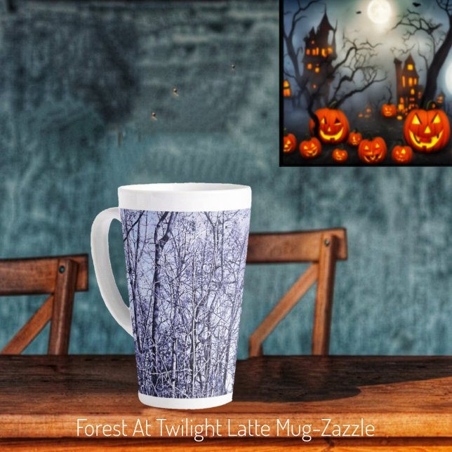 Caneca De Café Latte Floresta Em Twilight (Criador carregado)