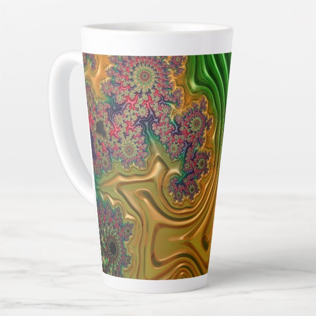 Caneca De Café Latte Floresta Fractal (Ângulo esquerdo)